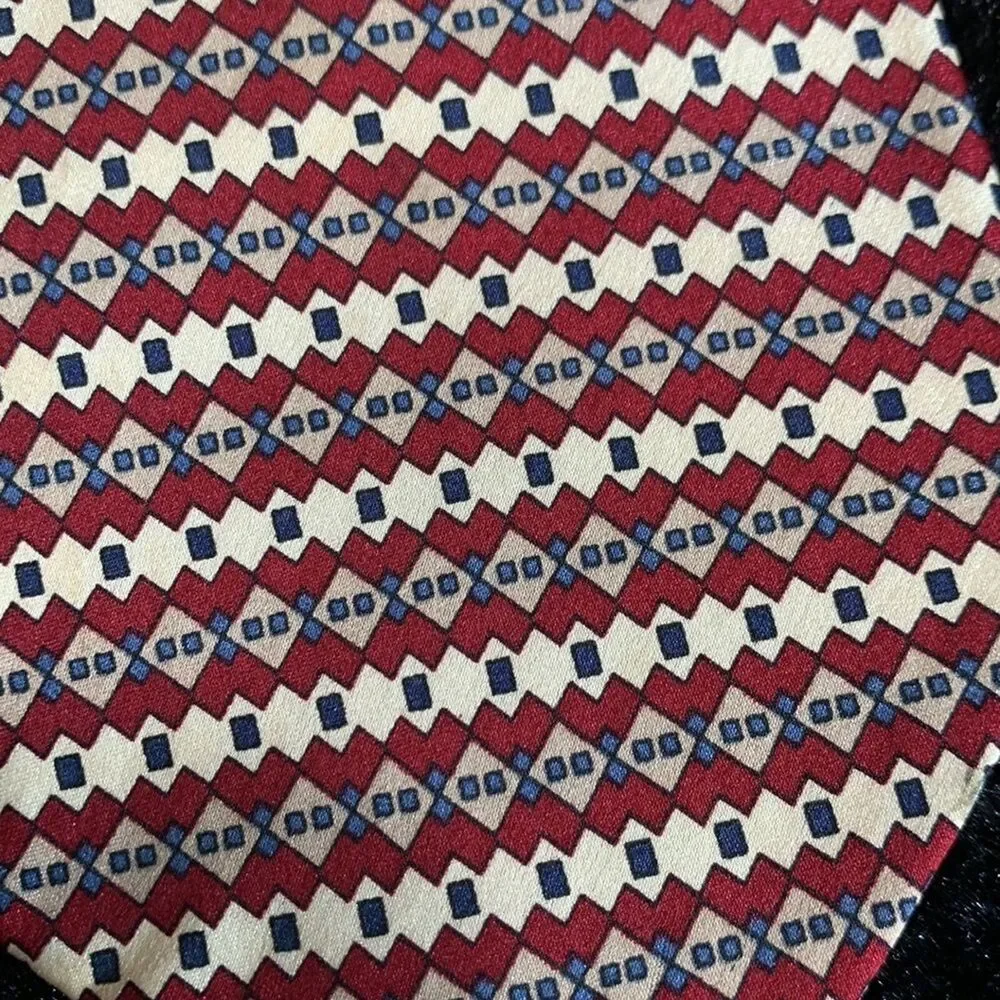 Sinsabang Pure Silk Tie in Cream, Blue and Red